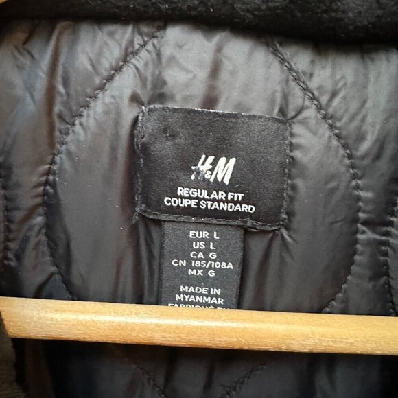 H&M Divided Hoodie Hooded Quilted Jacket Coat Black Puffy Men's Large - Picture 7 of 9
